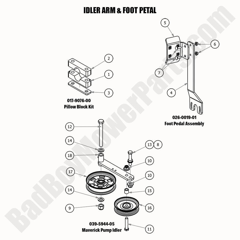 2230 - Bad Boy Mower Parts Lookup > 2020 > Maverick > Idler Arm & Foot Pedal